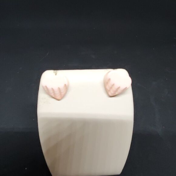 Pink Heart Stud Earrings - Picture 2 of 3